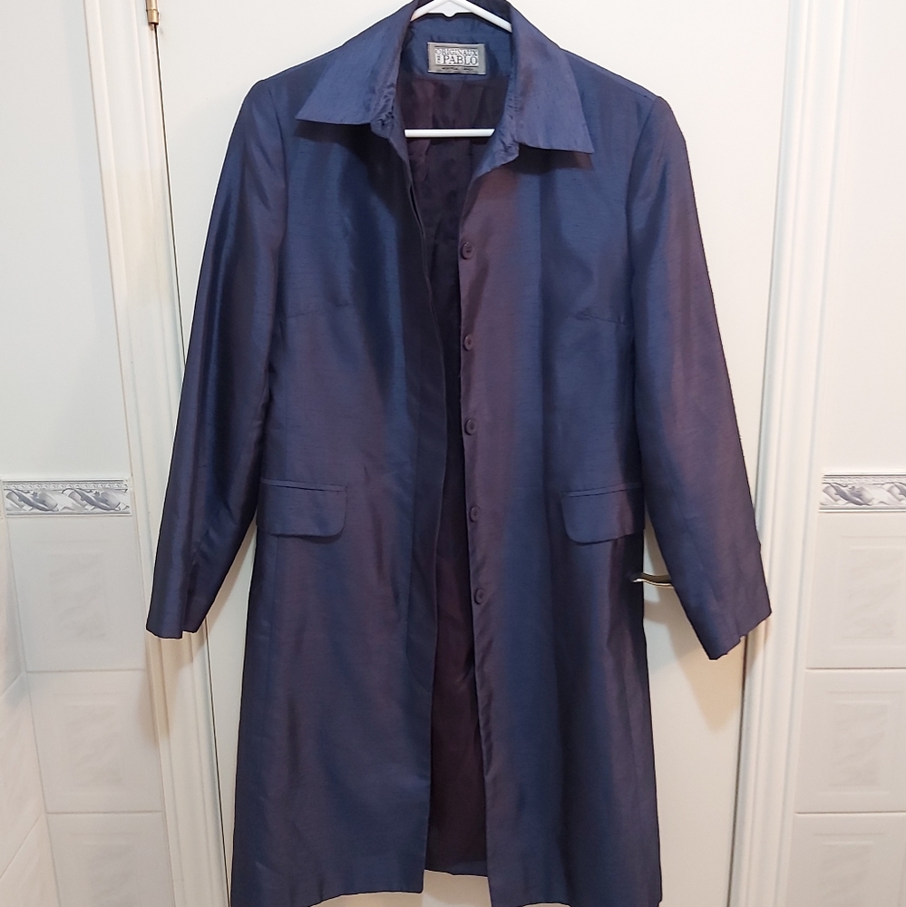 Originaux Par Pablo Rare Vintage Metallic Navy Blue Trenchcoat Size 6